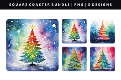 Watercolor Square Coaster Design | Square Coaster PNG Product Image 1
