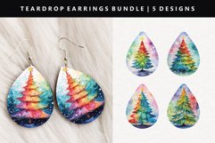 Watercolor Teardrop Earring Sublimation PNG Design Product Image 1
