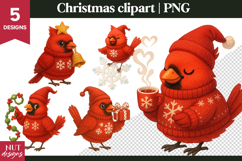 Christmas Clipart, Cute Christmas cardinal bird clipart PNG Product Image 1