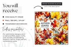 Autumn Leaves clipart, wreath clipart, Autumn sublimation Product Image 2
