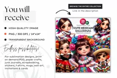 Cute Mexican ballerina clipart, cinco de Mayo girl clipart Product Image 2