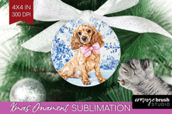 Cocker Spaniel Dog Ornament PNG Blue Toile PNG Sublimation Product Image 1