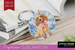 Cocker Spaniel Dog Keychain PNG Blue Toile Keychain Product Image 1