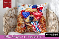 Cocker Spaniel Dog Pillow Sublimation 4th Of July Pillow PNG Product Image 1