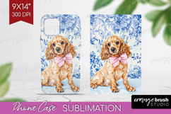 Cocker Spaniel Dog Phone Case PNG Blue Toile Case PNG Product Image 1