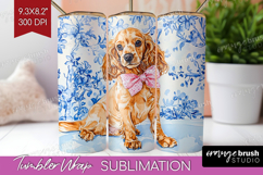Cocker Spaniel Dog Tumbler Wrap Blue Toile Tumbler PNG Product Image 1