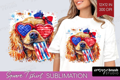 Cocker Spaniel Dog Square Tshirt Background 4th Of July PNG Product Image 1