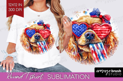 Cocker Spaniel Dog Round Tshirt Background 4th Of July PNG Product Image 1