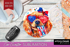 Cocker Spaniel Dog Car Coaster 4th Of July Coaster PNG Product Image 1