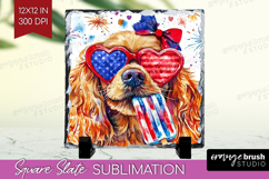Cocker Spaniel Dog Slate PNG 4th Of July Square Slate Product Image 1