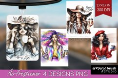 Coffee Girl Air Freshener PNG - Coffee Lover PNG Sublimation Product Image 1