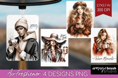 Coffee Girl Air Freshener PNG - Coffee Lover PNG Sublimation Product Image 1