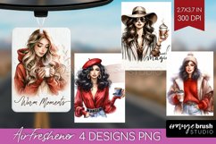 Coffee Girl Air Freshener PNG - Coffee Lover PNG Sublimation Product Image 1