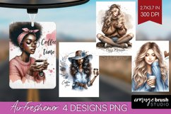 Coffee Girl Air Freshener PNG - Coffee Lover PNG Sublimation Product Image 1