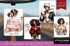 Coffee Girl Air Freshener PNG - Coffee Lover PNG Sublimation Product Image 1