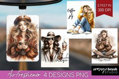 Coffee Girl Air Freshener PNG - Coffee Lover PNG Sublimation Product Image 1