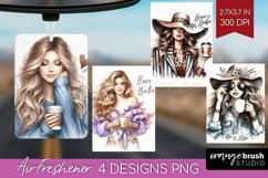 Coffee Girl Air Freshener PNG - Coffee Lover PNG Sublimation Product Image 1