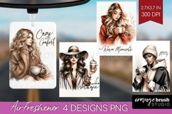 Coffee Girl Air Freshener PNG - Coffee Lover PNG Sublimation Product Image 1
