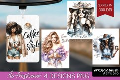 Coffee Girl Air Freshener PNG - Coffee Lover PNG Sublimation Product Image 1