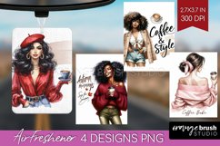 Coffee Girl Air Freshener PNG - Coffee Lover PNG Sublimation Product Image 1