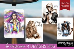 Coffee Girl Air Freshener PNG - Coffee Lover PNG Sublimation Product Image 1