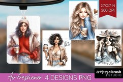 Coffee Girl Air Freshener PNG - Coffee Lover PNG Sublimation Product Image 1