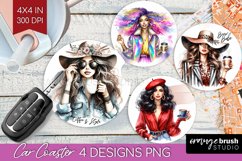 Coffee Girl Car Coaster - Coffee Lover Coaster PNG Product Image 1