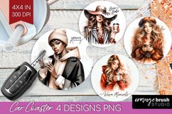 Coffee Girl Car Coaster - Coffee Lover Coaster PNG Product Image 1