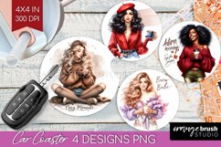 Coffee Girl Car Coaster - Coffee Lover Coaster PNG Product Image 1