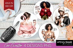 Coffee Girl Car Coaster - Coffee Lover Coaster PNG Product Image 1