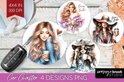 Coffee Girl Car Coaster - Coffee Lover Coaster PNG Product Image 1