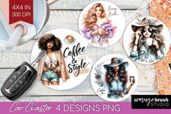 Coffee Girl Car Coaster - Coffee Lover Coaster PNG Product Image 1