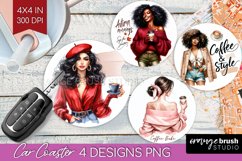 Coffee Girl Car Coaster - Coffee Lover Coaster PNG Product Image 1