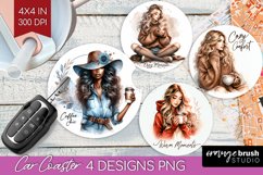 Coffee Girl Car Coaster - Coffee Lover Coaster PNG Product Image 1