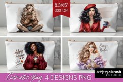 Coffee Girl Cosmetic Bag - Coffee Lover Makeup Bag PNG Product Image 1
