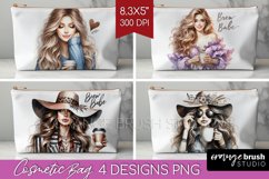 Coffee Girl Cosmetic Bag - Coffee Lover Makeup Bag PNG Product Image 1