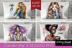 Coffee Girl Cosmetic Bag - Coffee Lover Makeup Bag PNG Product Image 1