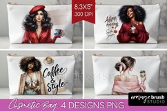 Coffee Girl Cosmetic Bag - Coffee Lover Makeup Bag PNG Product Image 1