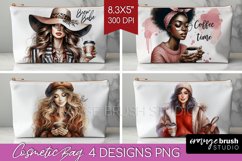 Coffee Girl Cosmetic Bag - Coffee Lover Makeup Bag PNG Product Image 1