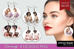 Coffee Girl Round Earrings - Coffee Lover PNG Sublimation Product Image 1