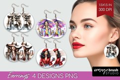 Coffee Girl Round Earrings - Coffee Lover PNG Sublimation Product Image 1