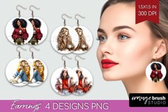 Coffee Girl Round Earrings - Coffee Lover PNG Sublimation Product Image 1
