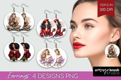 Coffee Girl Round Earrings - Coffee Lover PNG Sublimation Product Image 1
