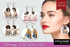 Coffee Girl Round Earrings - Coffee Lover PNG Sublimation Product Image 1