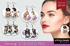 Coffee Girl Round Earrings - Coffee Lover PNG Sublimation Product Image 1