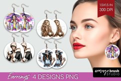 Coffee Girl Round Earrings - Coffee Lover PNG Sublimation Product Image 1