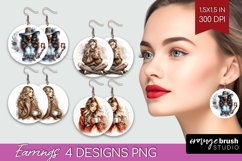 Coffee Girl Round Earrings - Coffee Lover PNG Sublimation Product Image 1