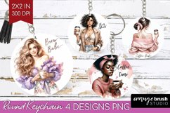 Coffee Girl Keychain PNG - Coffee Lover Keychain Sublimation Product Image 1