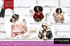 Coffee Girl Keychain PNG - Coffee Lover Keychain Sublimation Product Image 1