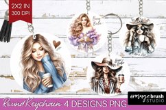 Coffee Girl Keychain PNG - Coffee Lover Keychain Sublimation Product Image 1